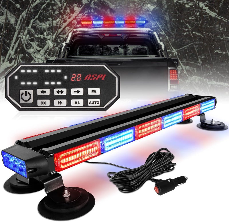 ASPL 26inch 126 LED Emergency Rooftop Strobe Lights Bar w/Controller Double Side Warning Hazard Snow Plow Flashing Light Traffic Advisor Safety Light for Work Trucks Vehicles Tow Pickup(Red/Blue) - Image 1
